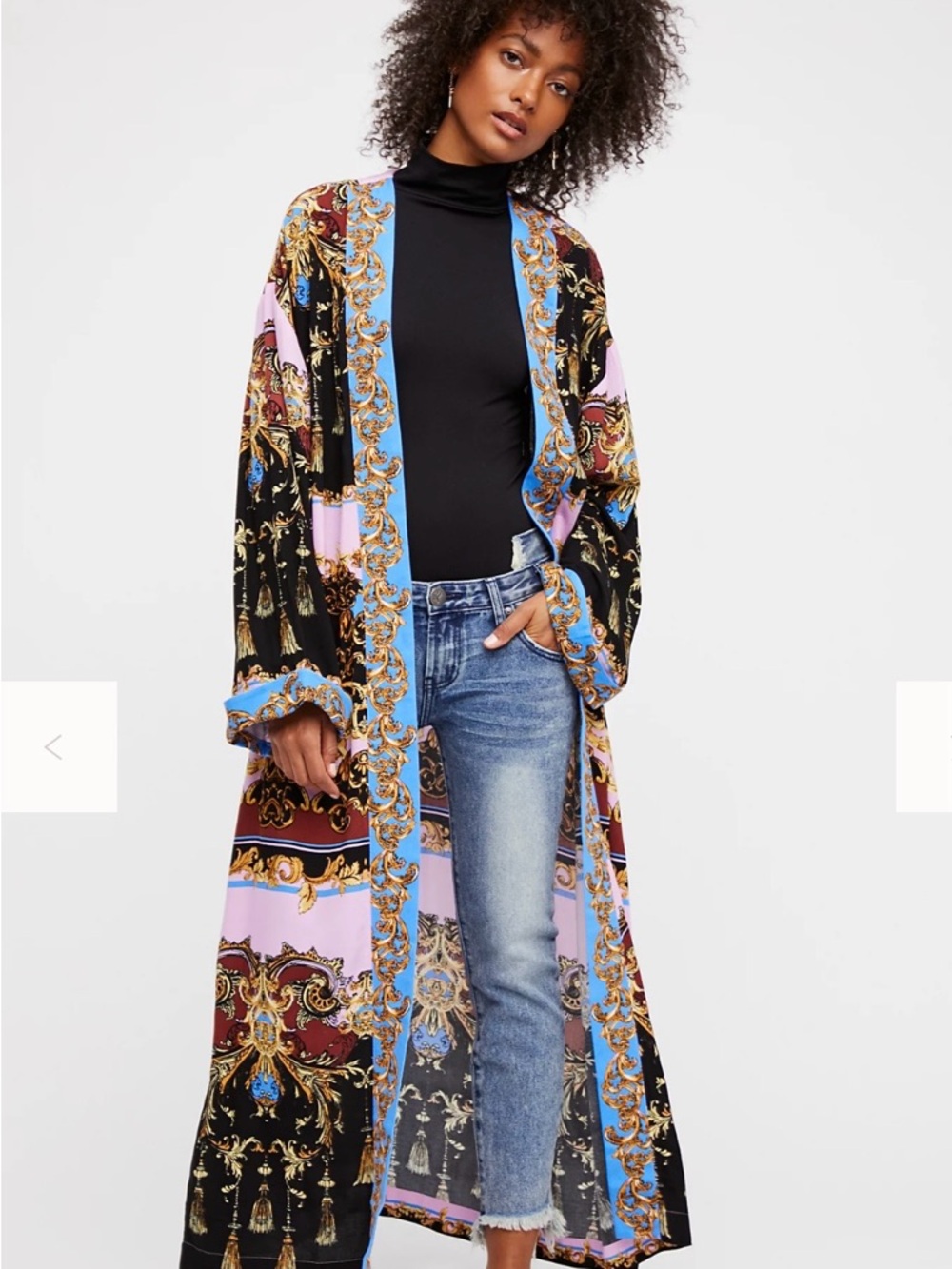 Free People intimately let's dance mixed Print Long Kimono size XS